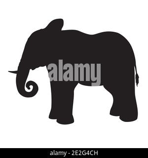 Elephants silhouette isolated on white background Stock Vector