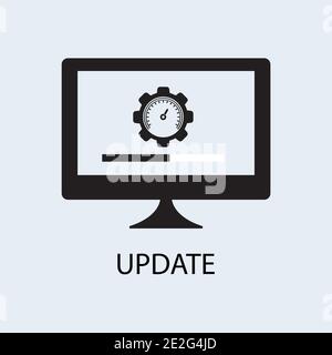 Data update or synchronize with bar process icon flat design vector illustration.Eps10. Stock Vector