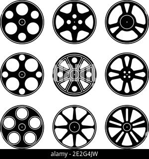 Film reel. Movie reel. Silhouette icons. Vector illustration Stock Vector
