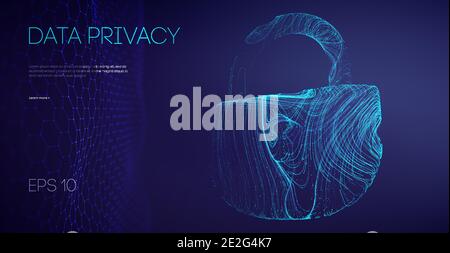 Data Privacy Government Software. Email Server hacker guard data. Security cloud data attack. Vector Illustration. Stock Vector