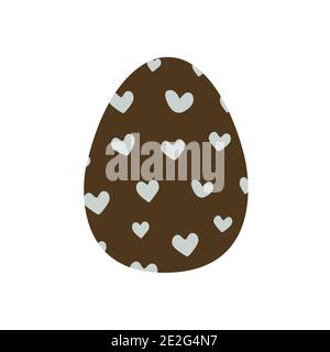 Easter egg decorated with blue hearts. Traditional food for the Orthodox and Catholic holidays. Happy easter. Colorful vector illustration isolated. I Stock Vector