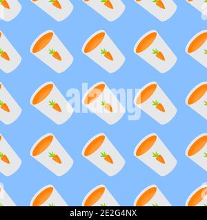 Vitamin Carrot Juice Glass Cup Simple Seamless Pattern Background. Vector Illustration Stock Vector