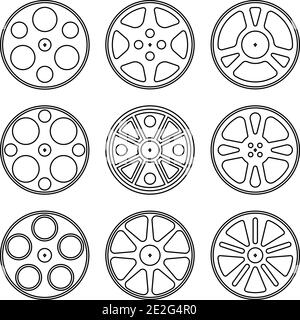 Film reel. Movie reel. Thin line icons. Vector illustration Stock Vector