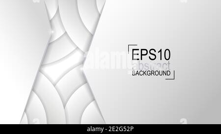 EPS10 monochrome abstract vector background. Graphic effect based on circles in relief with their shadows.  Above them two plates with bright edges. Stock Vector