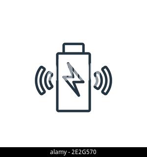 Wireless charging outline vector icon. Thin line black wireless charging icon, flat vector simple element illustration from editable artificial intell Stock Vector