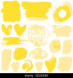 Collection of dirty elements for your design. Large set of two-color strokes, brushes, dots, inks, strokes and lines. Vector illustration isolated on Stock Vector