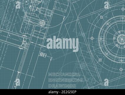 Corporate Identity. Cover, flyer, banner, background. Instrument-making drawings. Mechanical engineering drawing. Technical illustrations, backgrounds Stock Vector