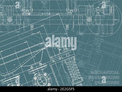 Machine-building industry. Corporate Identity. Technical illustrations, backgrounds. Mechanical Stock Vector