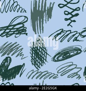 Seamless drawing. Colored wax crayons. Doodle, outline. Scribble Stock Vector