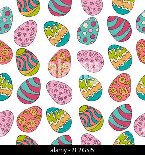 Seamless pattern, background. Festive textiles packaging. Happy Easter. Hand draw. Spring sunny illustration Stock Vector