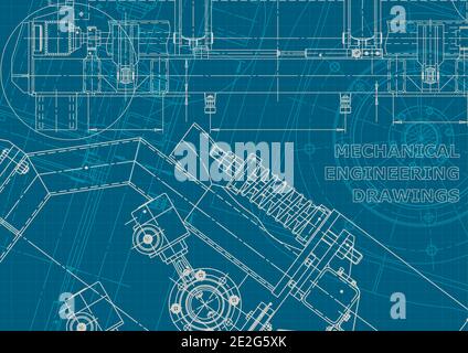 Corporate style backgrounds. Mechanical engineering drawing. Machine-building industry Stock Vector