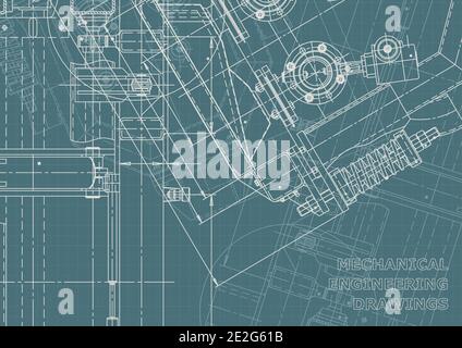 Vector engineering illustration. Instrument-making. Computer aided design system. Corporate Identity Stock Vector