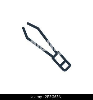 Tweezers outline vector icon. Thin line black tweezers icon, flat vector simple element illustration from editable beauty concept isolated on white ba Stock Vector