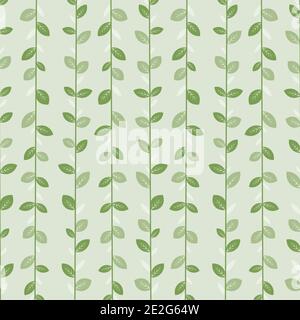 Green leaves natural pattern with graceful branches. Vector illustration Stock Vector