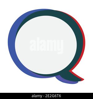 Red green blue single speech bubble on white backdrop Stock Vector