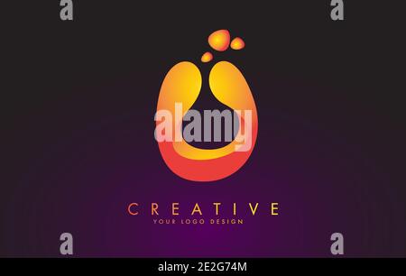 U Letter Logo Design with Dots. Vector Lettering Illustration of Orange Alphabet with Bubbles. Creative U letter template. Stock Vector