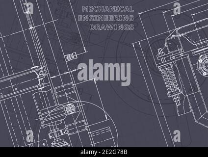 Blueprint. Vector engineering drawing. Mechanical instrument making Stock Vector