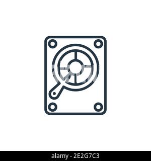 Hard drive outline vector icon. Thin line black hard drive icon, flat vector simple element illustration from editable big data concept isolated on wh Stock Vector