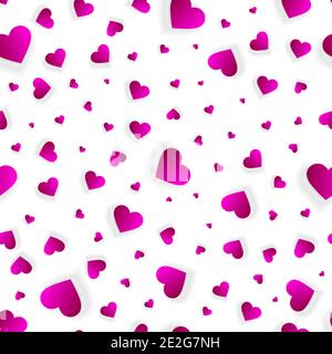 Valentine hearts seamless background or 3d pattern Stock Vector
