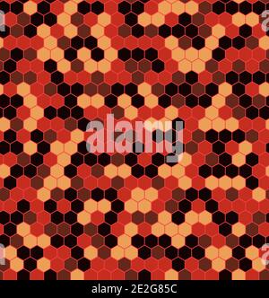 Hexagon Urban Fire Camouflage seamless patterns Stock Vector