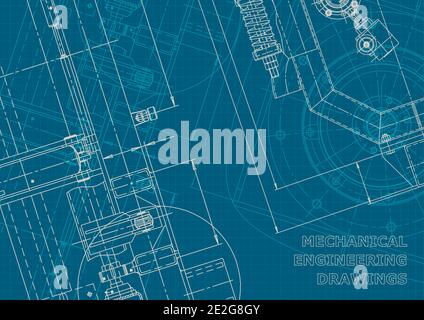 Corporate style. Blueprint. Vector engineering drawings. Mechanical instrument making. Technical Stock Vector