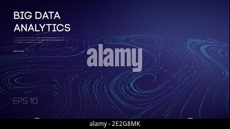 Abstract Big Data Flow Background. Software code agile industrial internet backdrop. Industry cyber complex big data sound visulization. Stock Vector