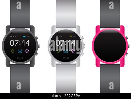 circle smart watch set Stock Vector