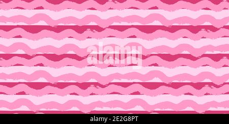 Seamless original pattern. Long color stripe, waves. Vector abstract hand drawing with stripes of acrylic paints and brushes. Geometric texture, backg Stock Vector