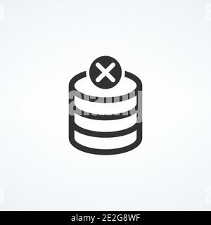 Denied data line icon. Blocked database, default, database cancel. Reject or cancel concept. Stock Vector illustration isolated Stock Vector