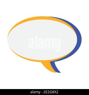 orange and blue single speech bubble on white backdrop Stock Vector