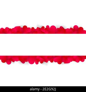 Heart frame vector banner red border, background Stock Vector