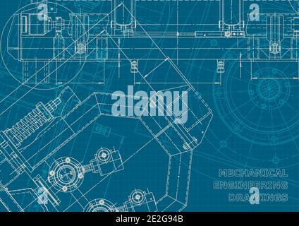 Computer aided design systems. Blueprint, scheme, plan, sketch. Technical illustrations. Corporate style Stock Vector