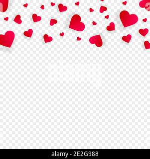 Love border with falling pink hearts, vector frame Stock Vector