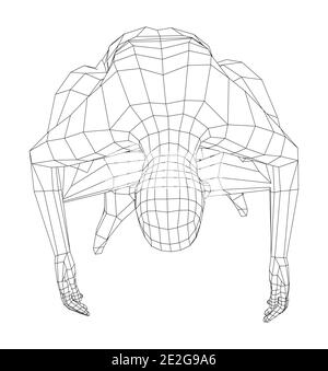 Wireframe man relaxing in lotus position. Vector Stock Vector