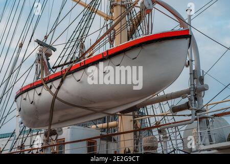 lifeboat on a sailing ship Stock Photo