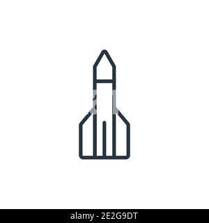 Launching shuttle outline vector icon. Thin line black launching shuttle icon, flat vector simple element illustration from editable astronomy concept Stock Vector