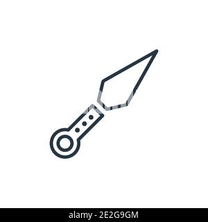 Kunai outline vector icon. Thin line black kunai icon, flat vector simple element illustration from editable asian concept isolated on white backgroun Stock Vector