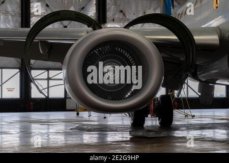 Propeller Engine Inside Details of the turboprop engine. Airplane propeller. Turbine mechanism ...