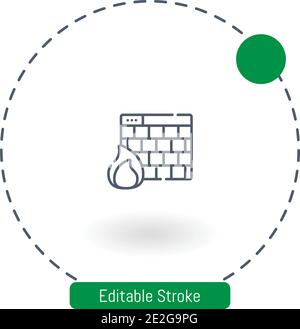 firewall vector icon editable stroke outline icons for web and mobile Stock Vector