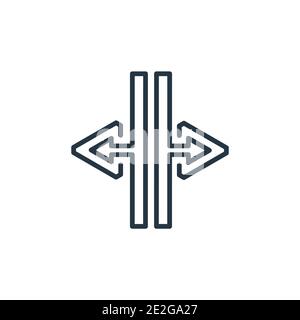 Split vertical outline vector icon. Thin line black split vertical icon, flat vector simple element illustration from editable arrows concept isolated Stock Vector