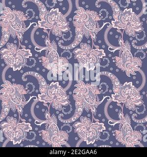 Paisley Floral oriental ethnic Pattern. Vector Seamless Ornamental Indian fabric patterns. Stock Vector