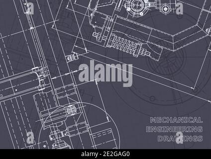 Blueprint. Vector engineering drawings. Mechanical instrument making. Technical background Stock Vector