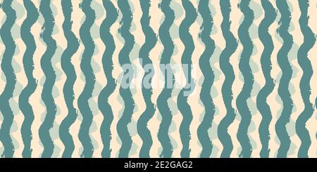 Seamless original pattern. Vertical strip, waves. Vector abstract hand drawing with stripes of acrylic paints and brushes. Geometric texture, backgrou Stock Vector