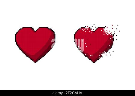 Heart symbol pixel art isolated on white backgroun Stock Vector