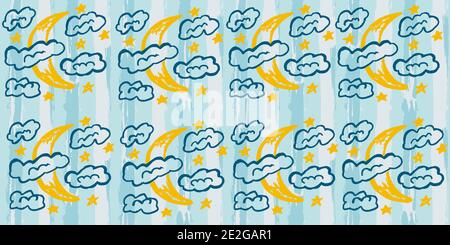 Seamless original pattern. Long colored stripe. Vector abstract hand drawing with stripes of acrylic paints and brushes Stock Vector