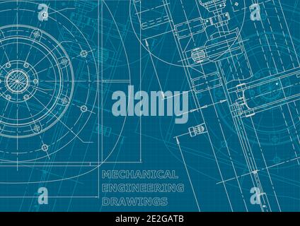 Blueprint. Corporate style. Cover, flyer, banner, background. Instrument-making drawings. Mechanical Stock Vector
