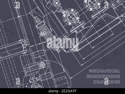 Blueprint. Vector engineering drawings. Mechanical instrument making. Technical abstract backgrounds. Technical illustration, cover, banner Stock Vector