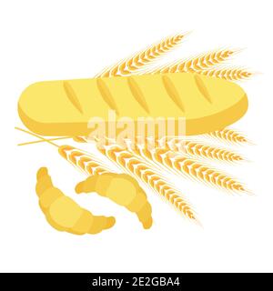 Bakery products, wheat and whole grain bread. Cartoon bread. Banner. Backgroun. Stock Vector