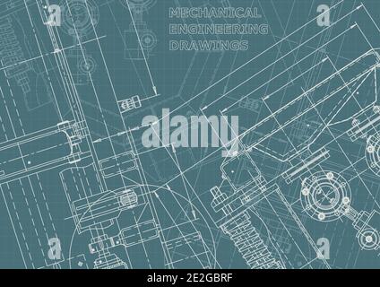 Vector engineering drawings. Mechanical instrument making. Technical Corporate Identity Stock Vector