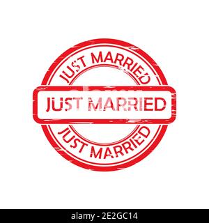 Poster Just married rubber stamp 